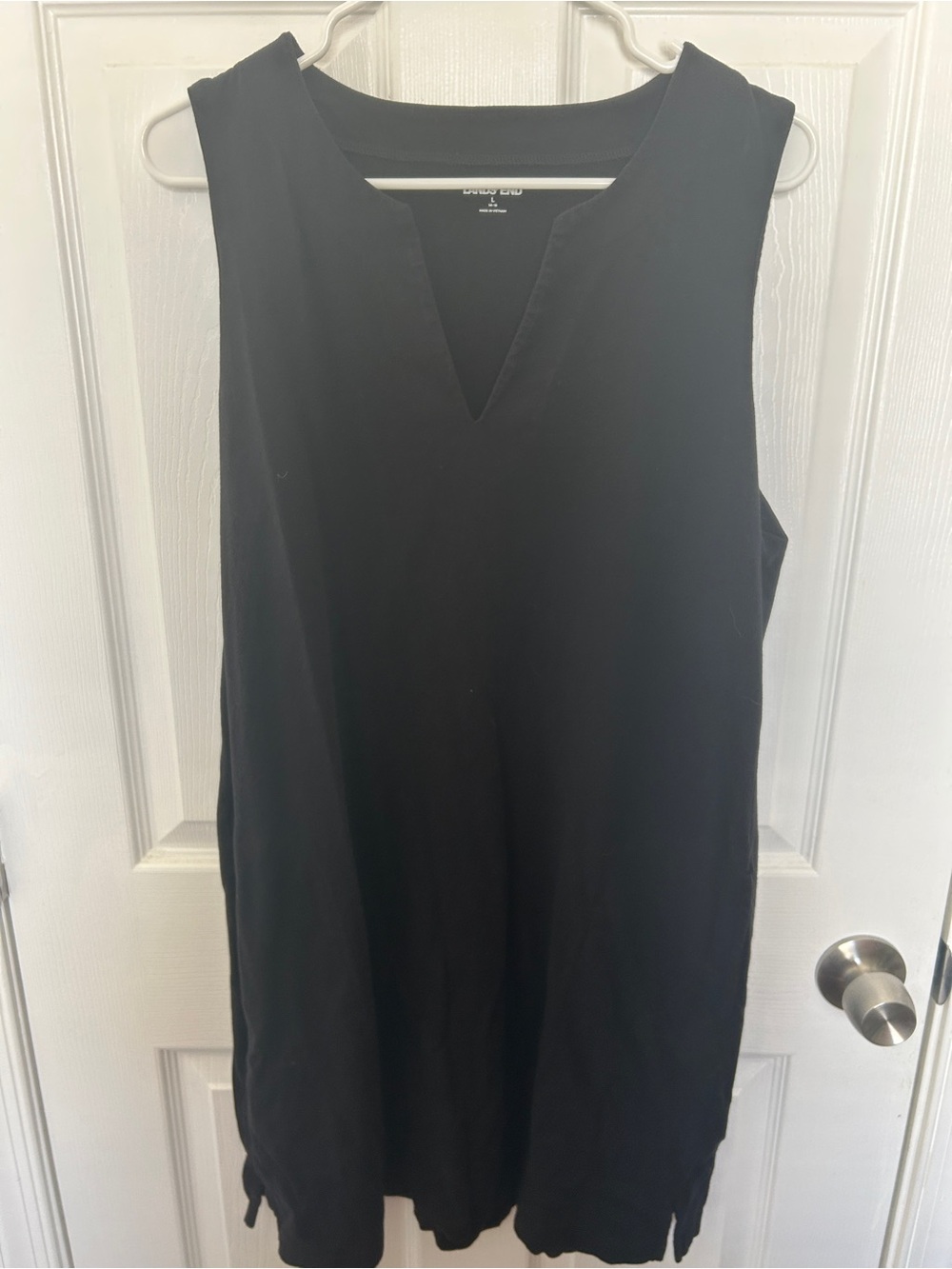 Lands' End Black Sleeveless Notch-Neck Dress